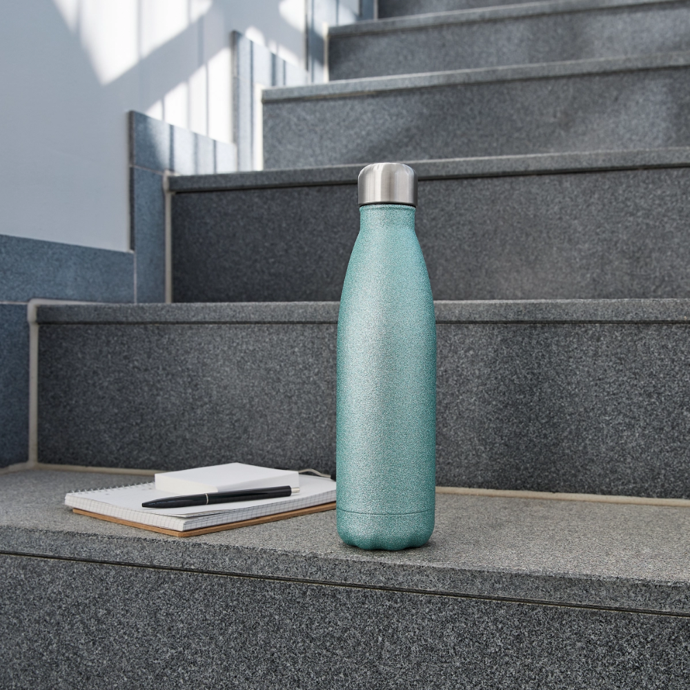 Panorama Glitzer Isolierflasche 500 ml - Blau Glitzer
