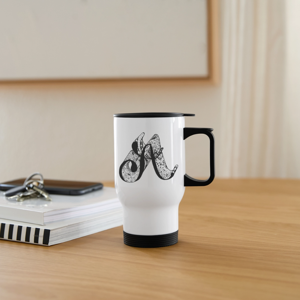 Thermobecher mit Tragegriff Buchstabe "A" - Weiß