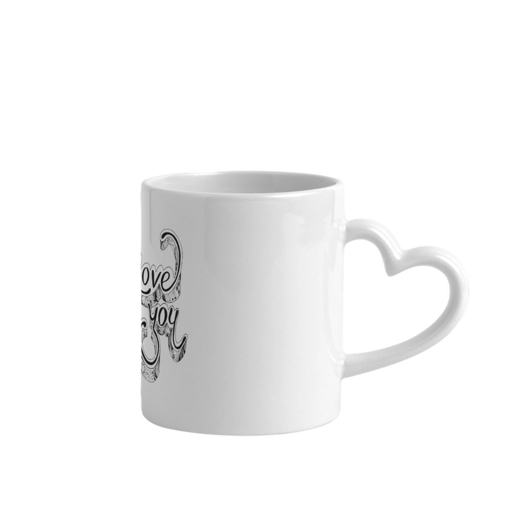 Panoramatasse mit Herzhenkel - Weiß