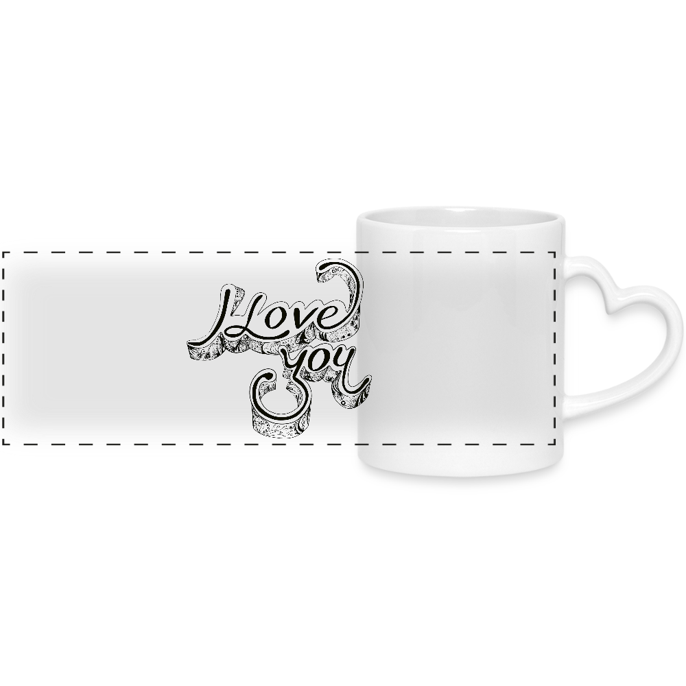 Panoramatasse mit Herzhenkel - Weiß