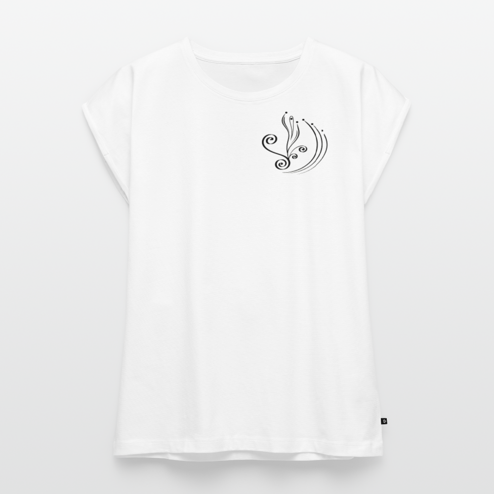 Frauen T-Shirt mit gerollten Ärmeln - Weiß