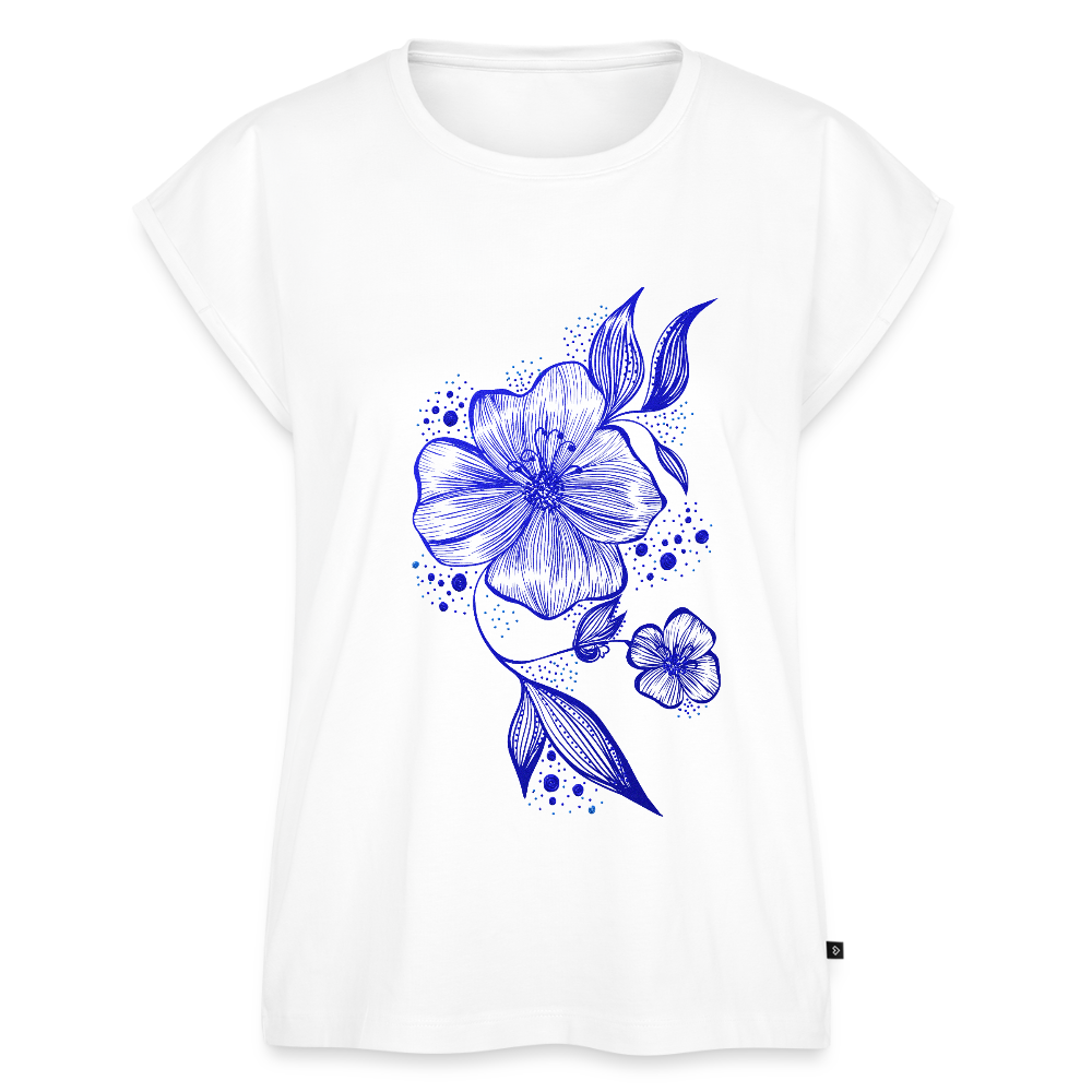 Frauen T-Shirt mit gerollten Ärmeln - Weiß