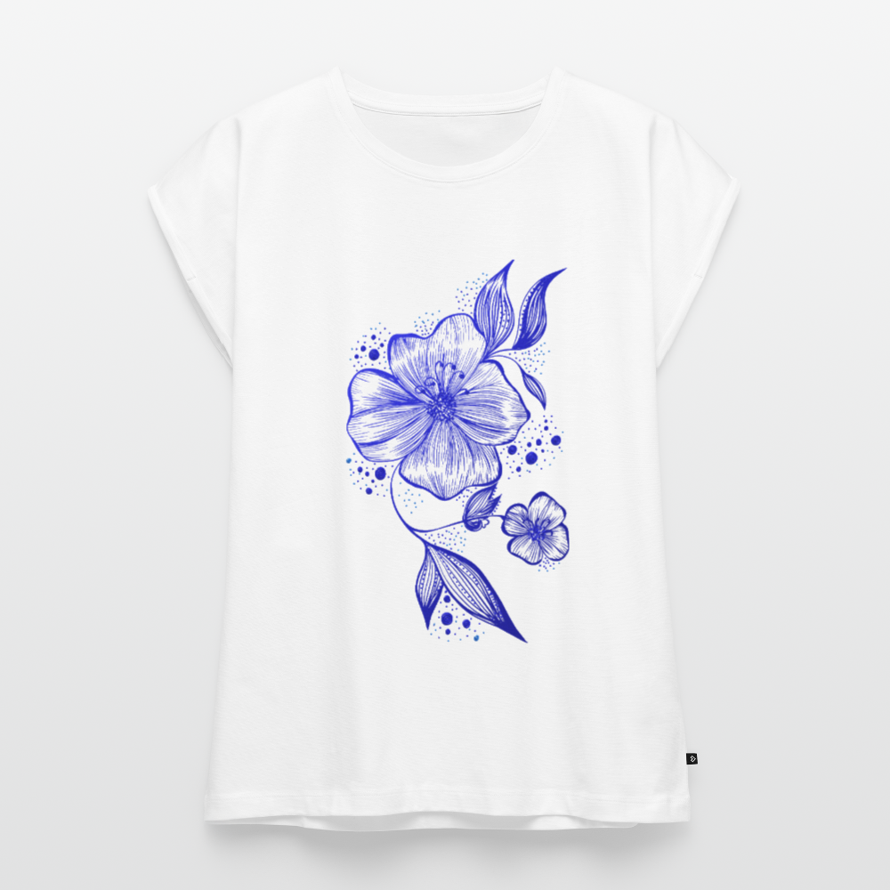 Frauen T-Shirt mit gerollten Ärmeln - Weiß