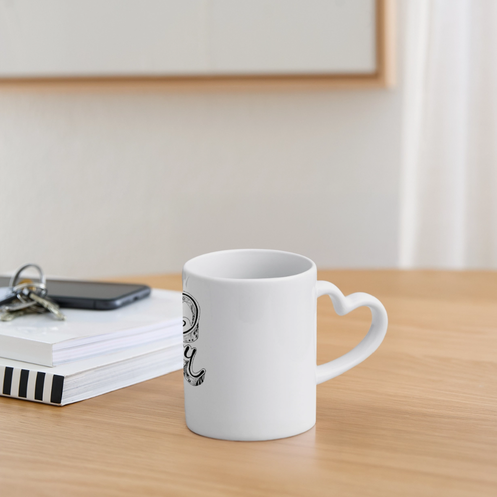 Panoramatasse mit Herzhenkel - Weiß