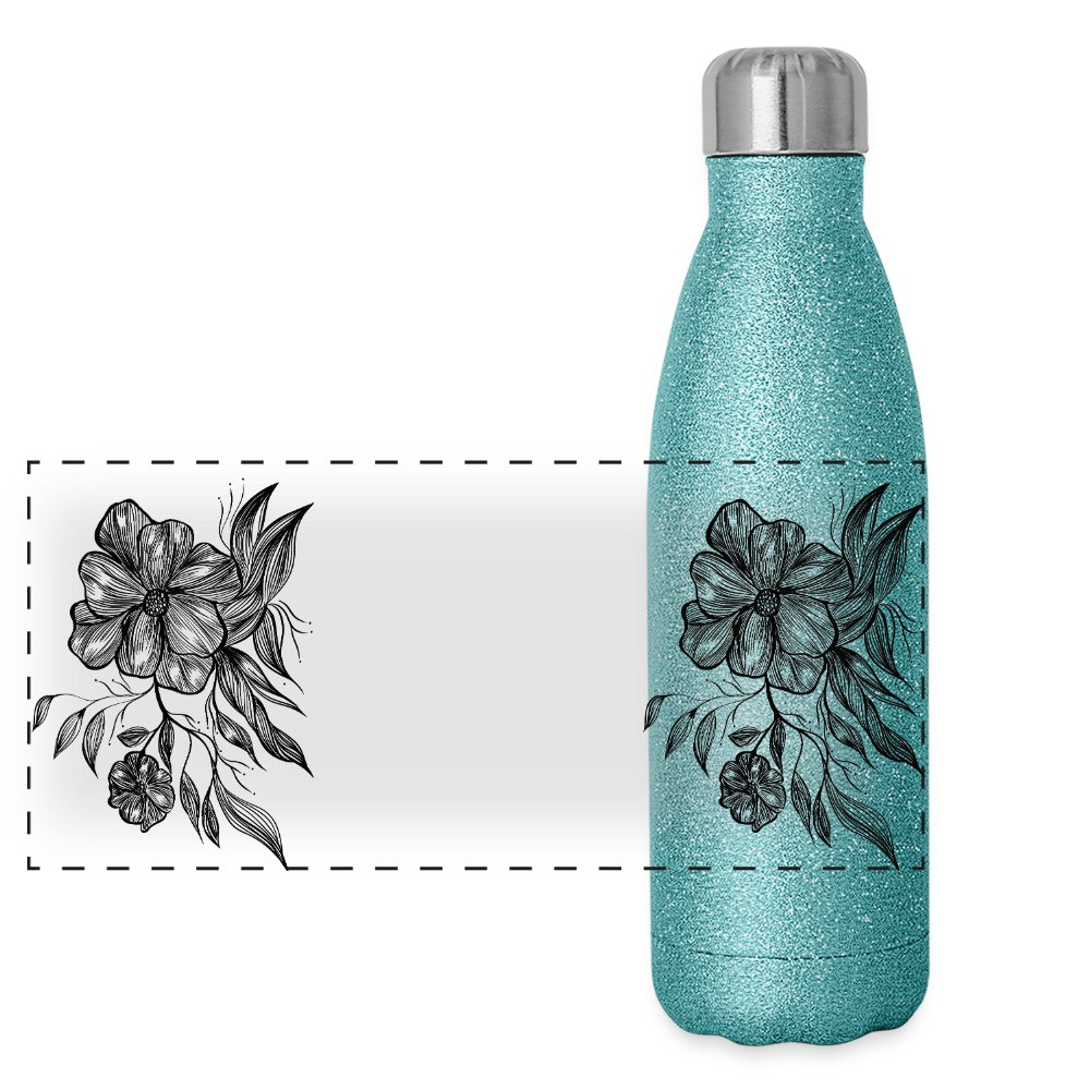 Panorama Glitzer Isolierflasche 500 ml - Blau Glitzer