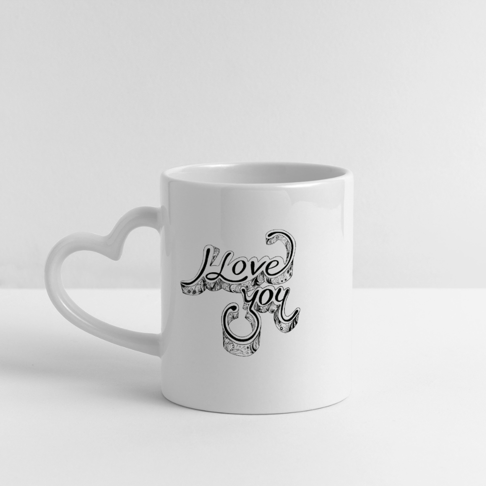 Panoramatasse mit Herzhenkel "I love you" - Weiß