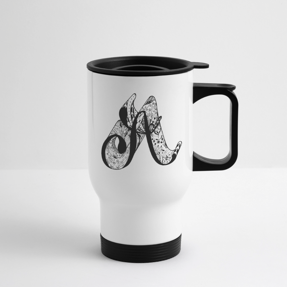 Thermobecher mit Tragegriff Buchstabe "A" - Weiß