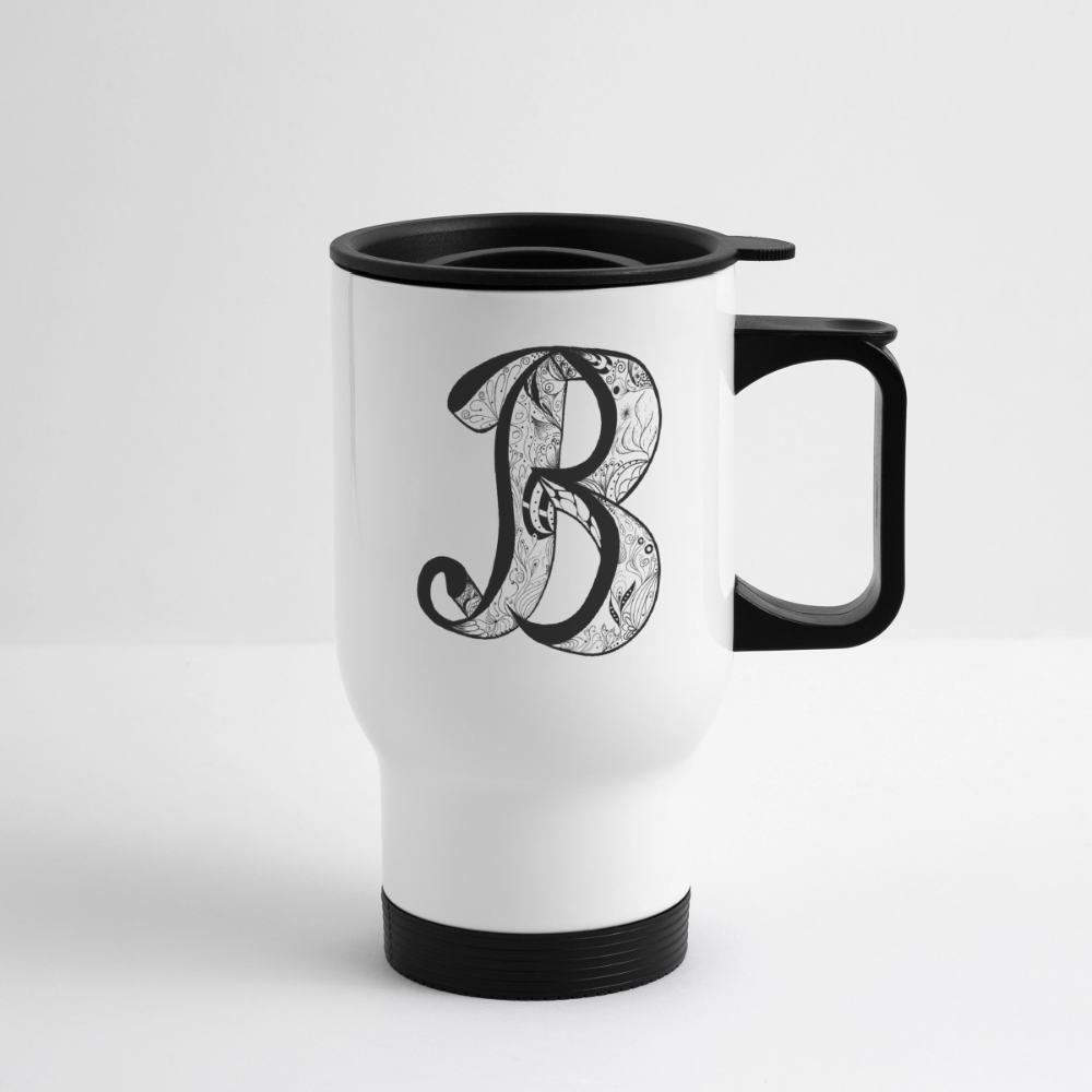 Thermobecher mit Tragegriff, Buchstabe "B" - Weiß