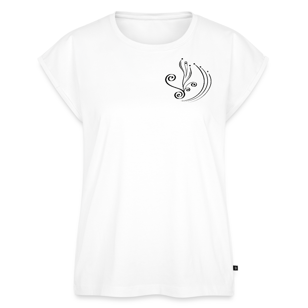 Frauen T-Shirt mit gerollten Ärmeln - Weiß