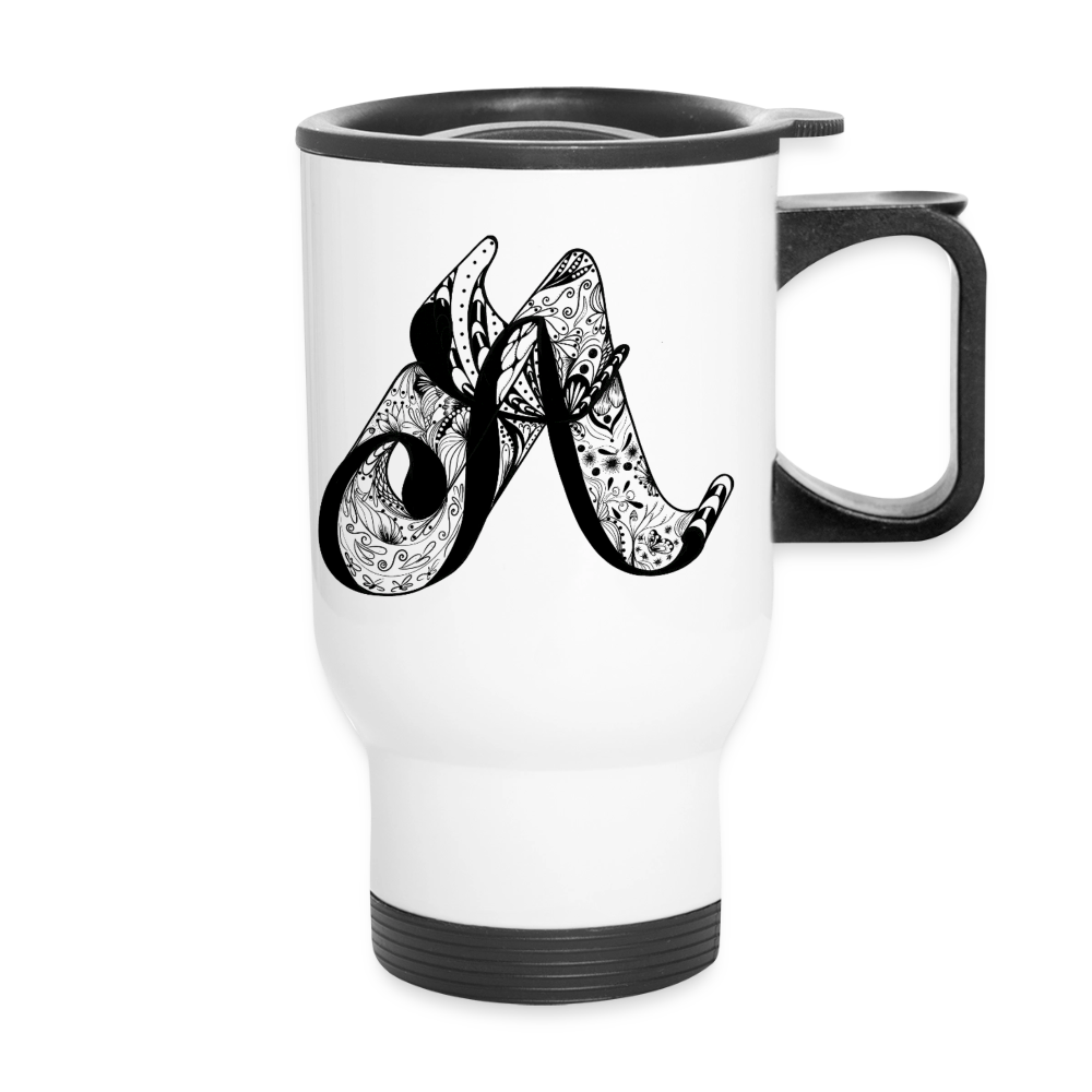 Thermobecher mit Tragegriff Buchstabe "A" - Weiß